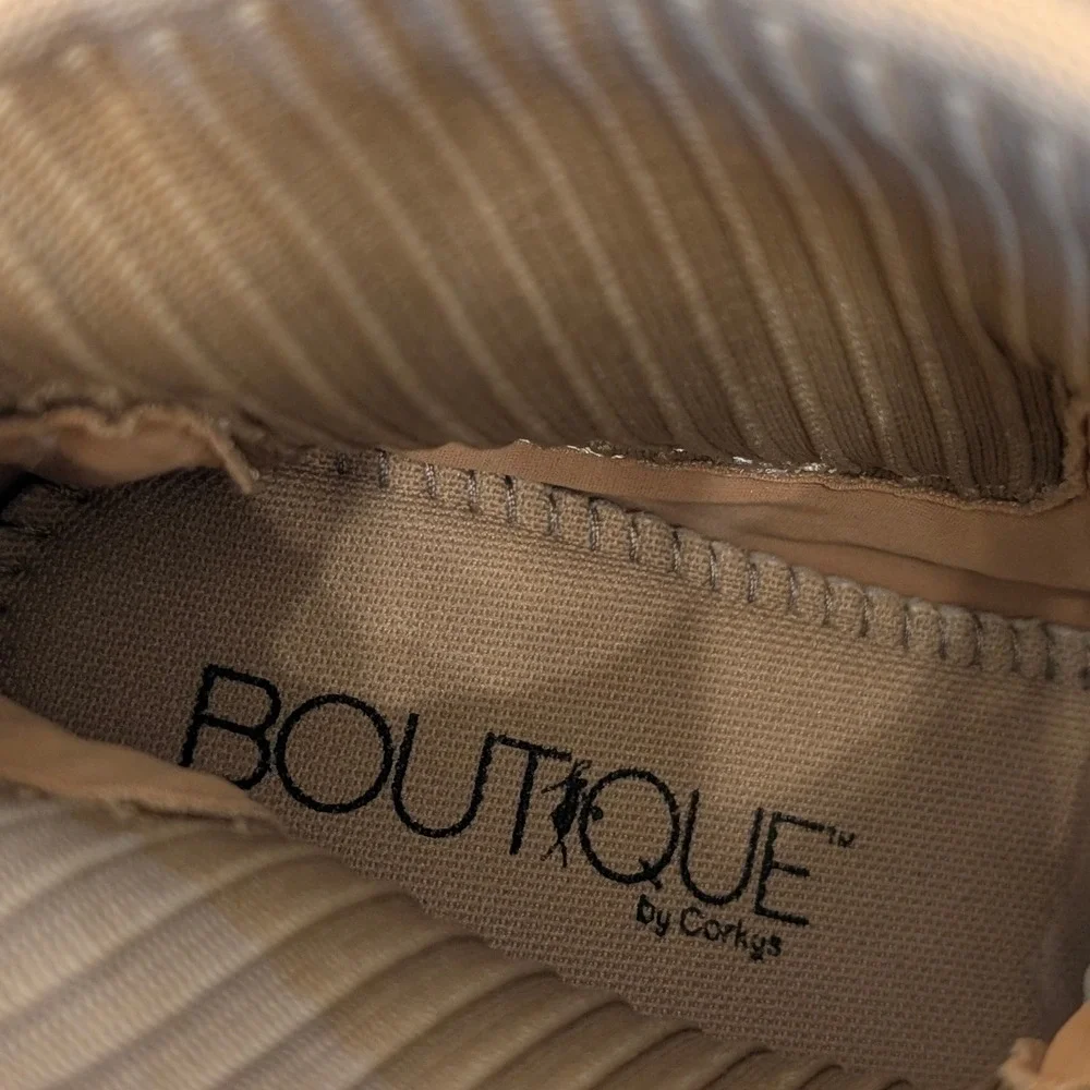 Boutique by Corkys Tan Faux Suede‎ Ribbed Knit High Top Sneaker Boots Booties